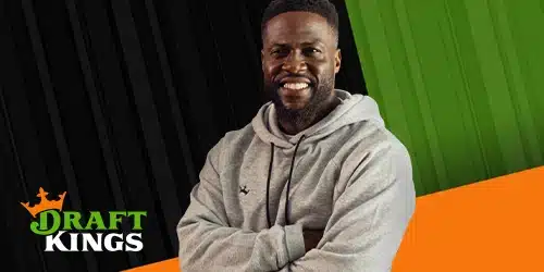 draftkings sportsbook promo main page banner for missouribettinghub with Kevin Hart next to DraftKings logo